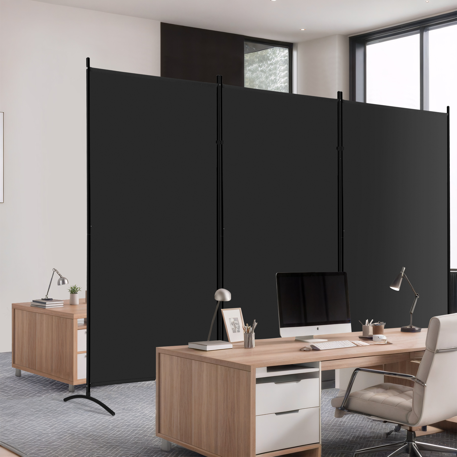 Room Divider Folding Privacy Screen Portable 3 Panel Partition Room Divider Gray