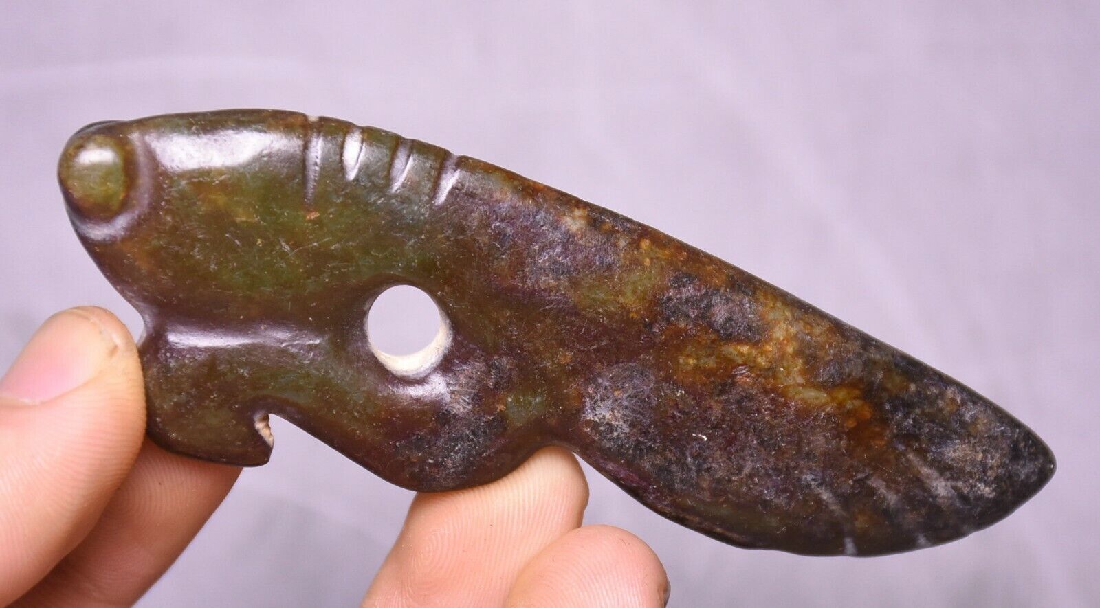 9CM China Hongshan Culture Old Jade Carved Animal Praying mantis Amulet Pendant