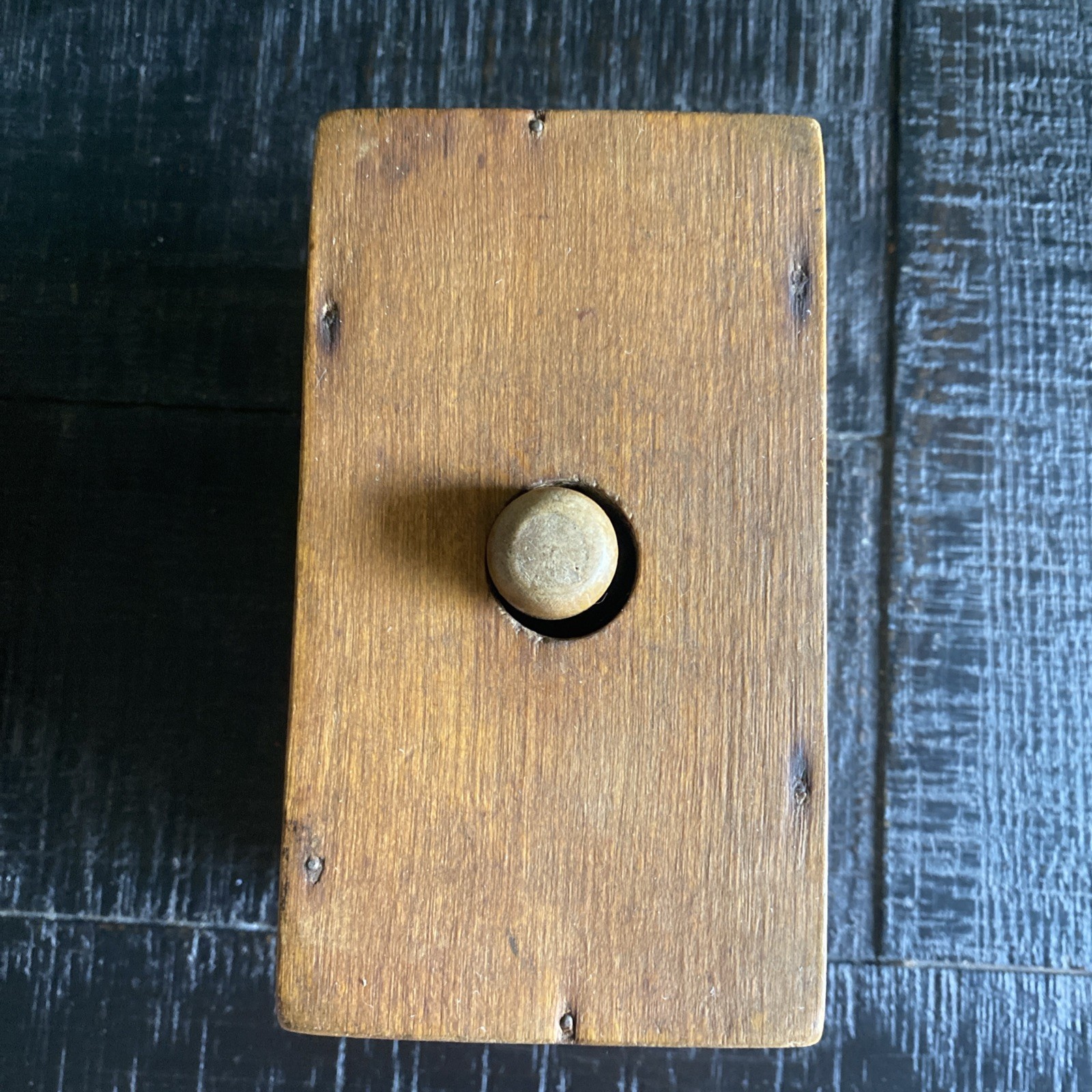 Antique Primitive Rectangular Wooden Butter Mold with Dovetail Joints