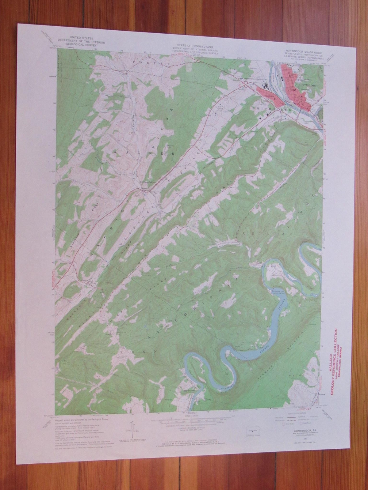 Huntingdon Pennsylvania 1965 Original Vintage USGS Topo Map