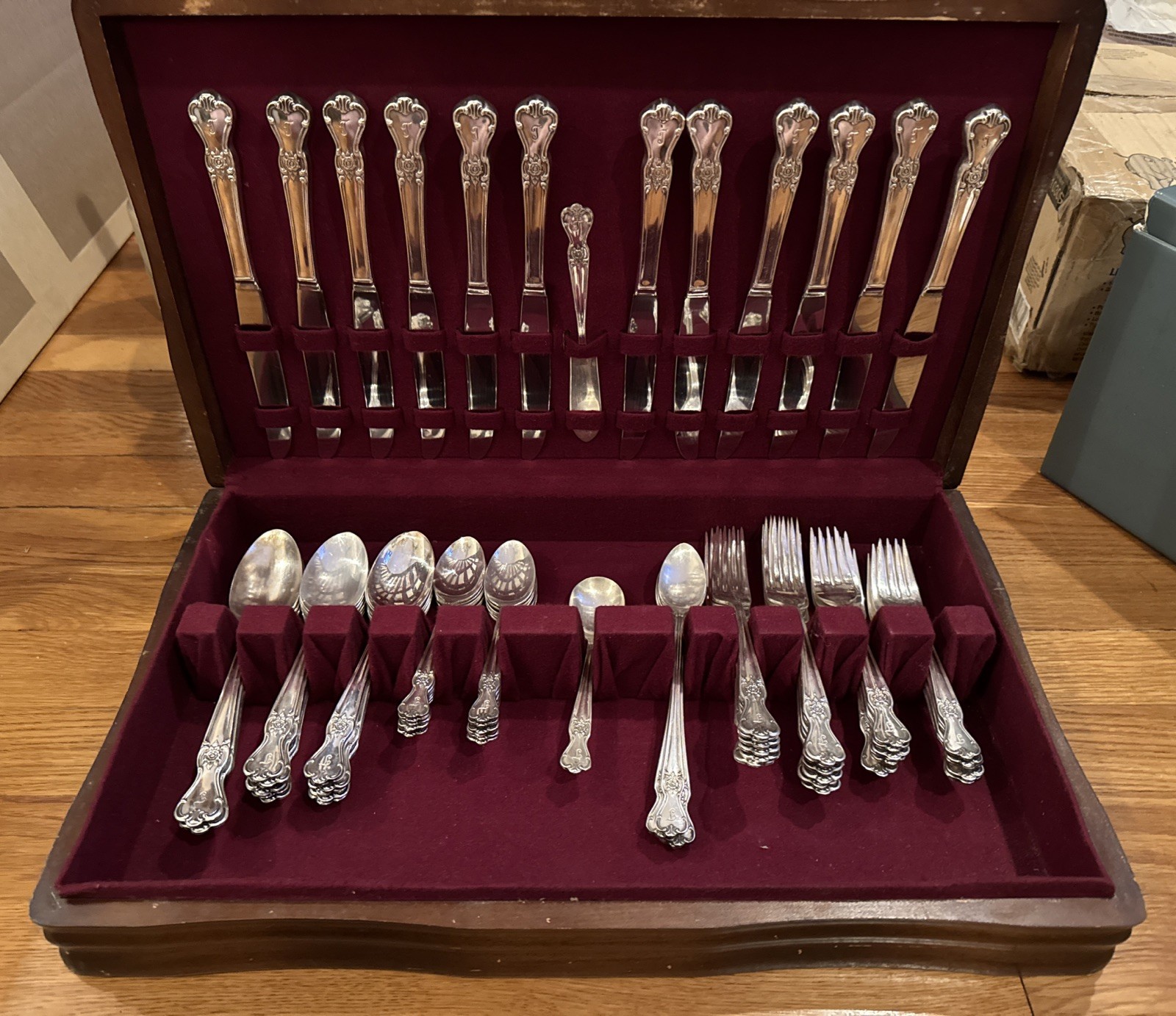 69pc Old Company Silver Plate Flatware- Signature Rose Serving Spoon Fork Knife