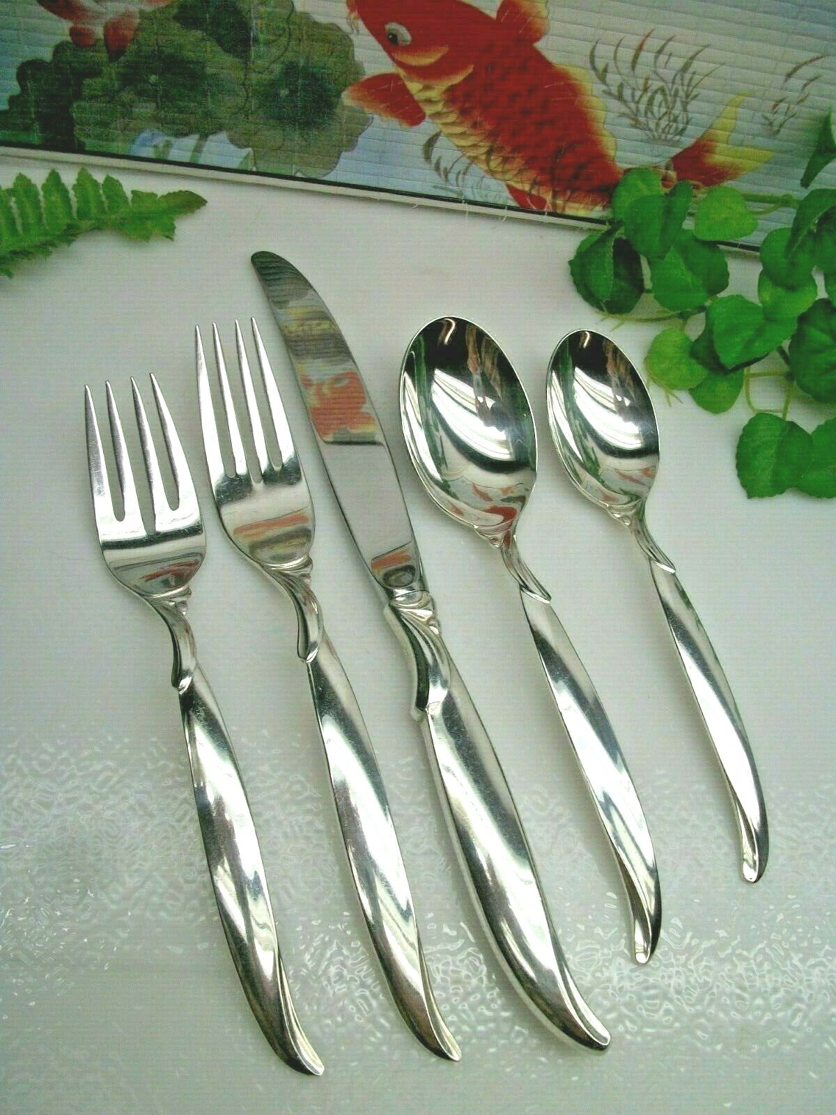 5 pc. International FLAIR Silverplate Place Tea Spoon Dinner Salad Fork Knife