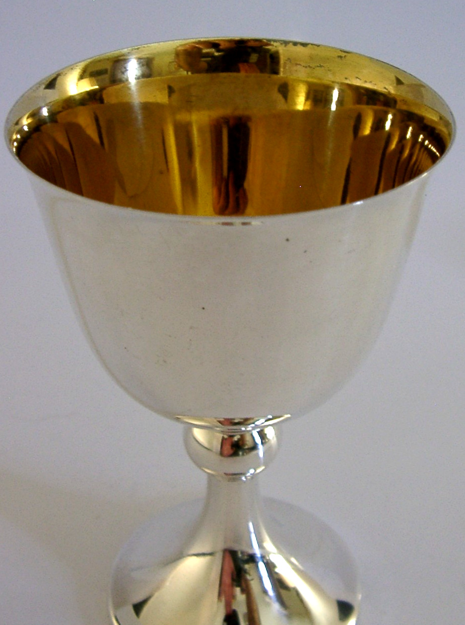MINT ENGLISH STERLING SILVER WINE GOBLET CHALICE CUP c1960 BARWARE