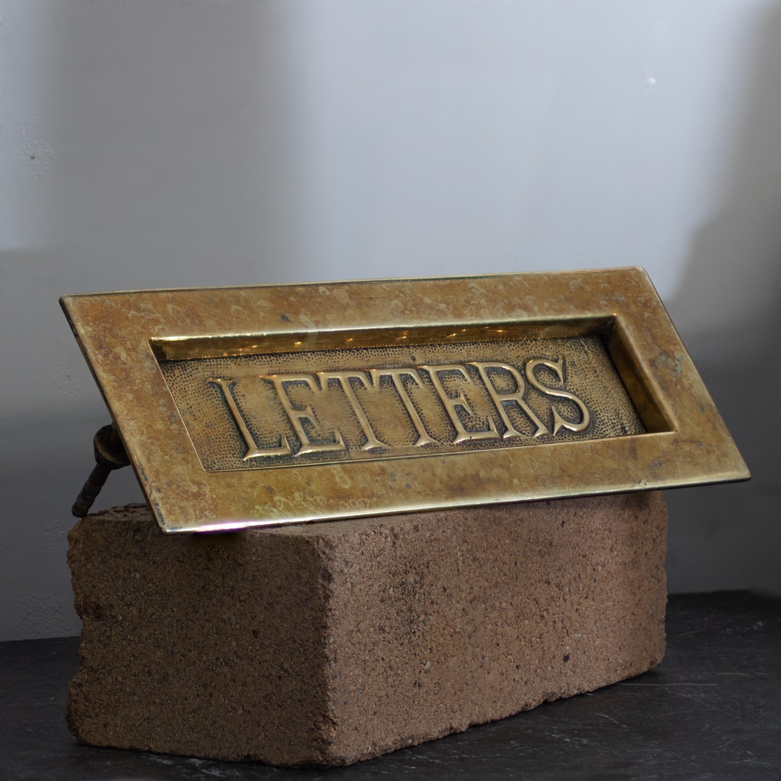 Large Brass Letter Box, Late 19th Century, new spring, ready to fit