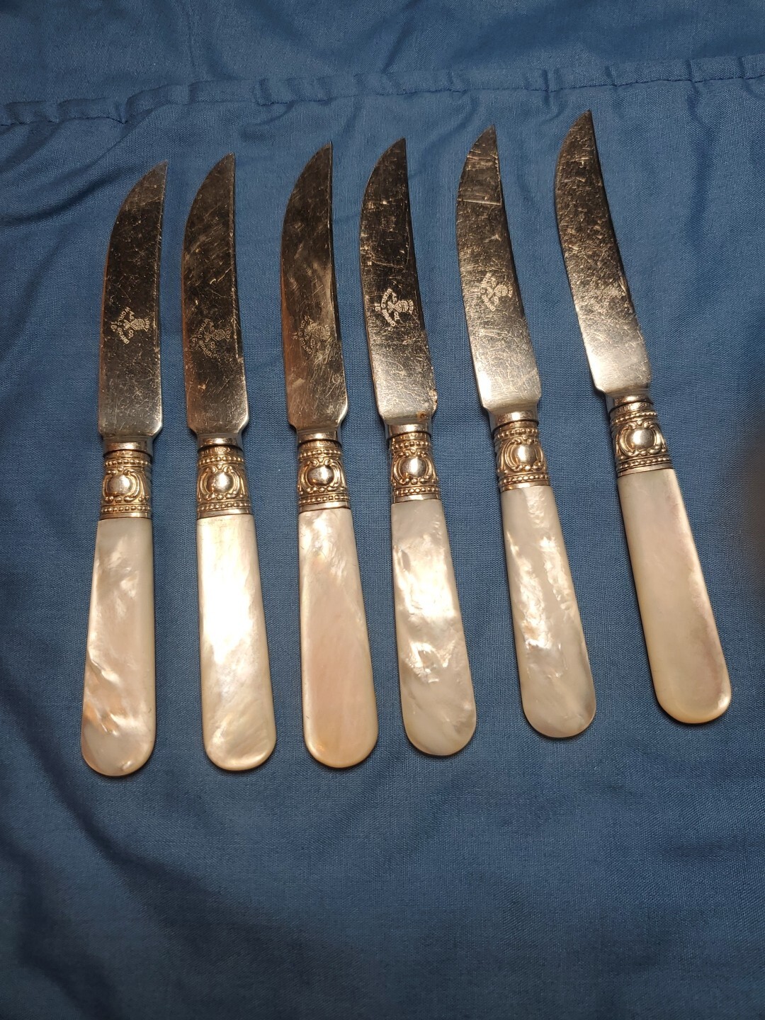 1857 A S Co World Brand Fruit Knives With Mother-of-pearl Handles