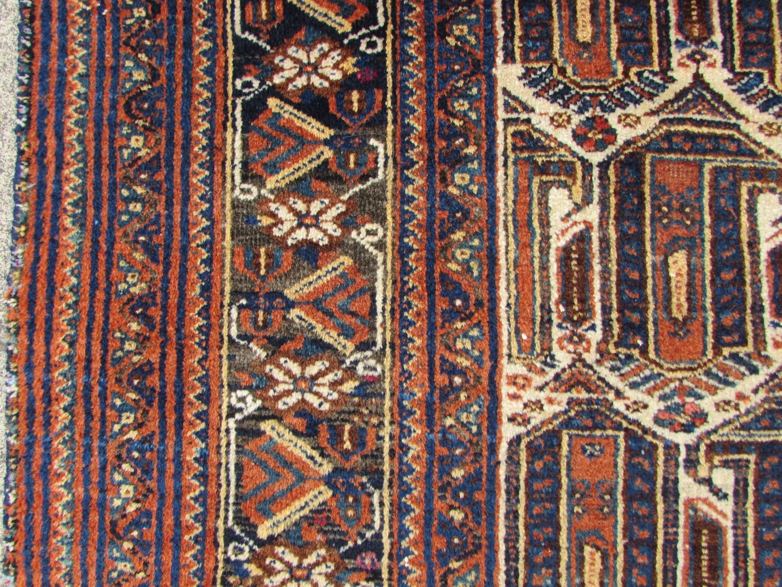 Antique Shabby Chic Hand Made Traditional Vintage Oriental Wool Blue Rug 185×141