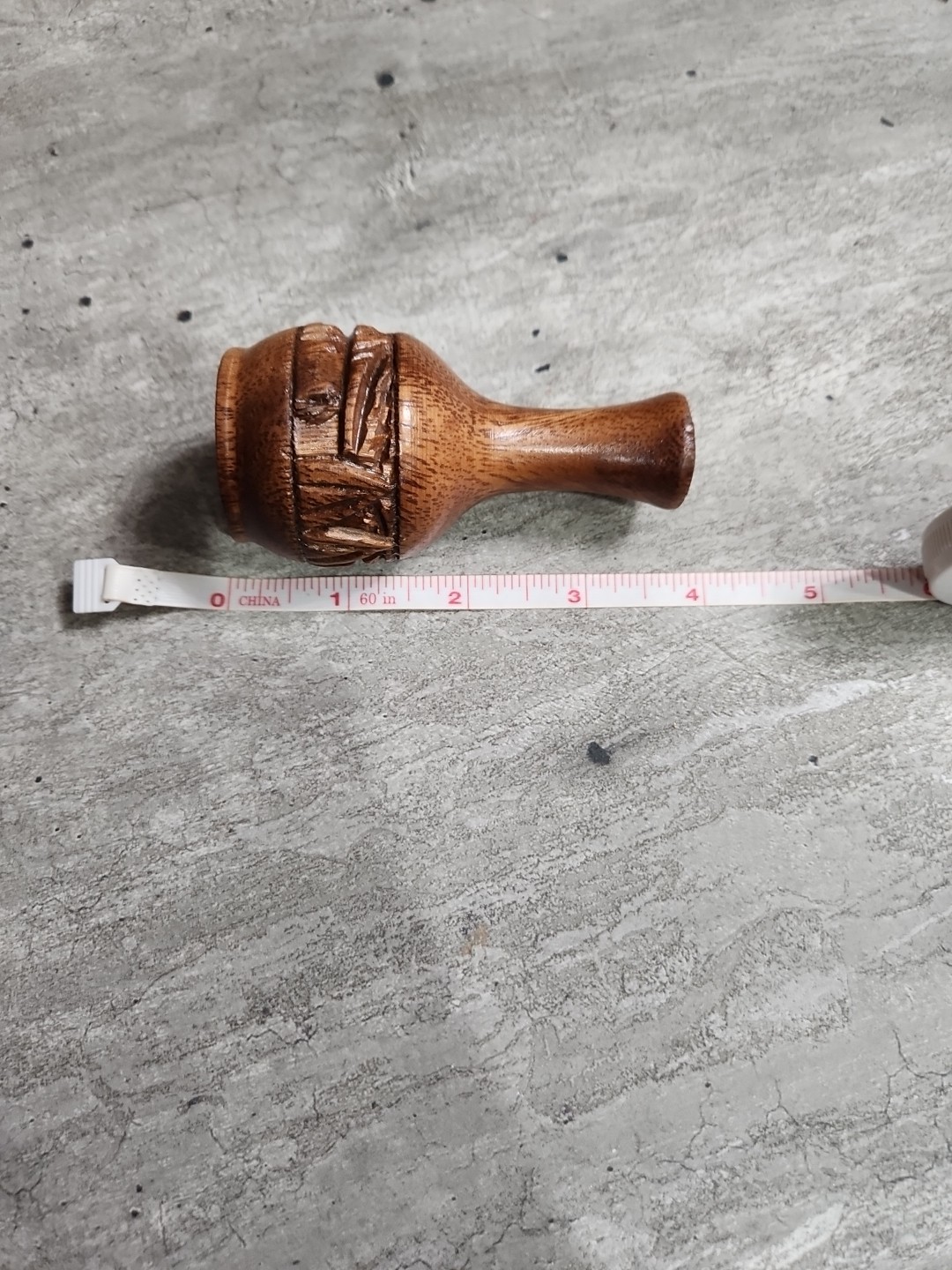 Vtg Miniature Carved Wood Turn Wooden Laquered Bud Vase Decorative Pattern 4” H