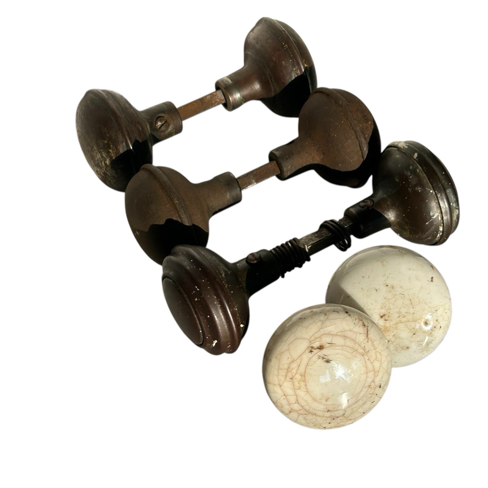 3 Antique Steel Door Knob Sets And 2 Porcelain Knobs Reclaimed Home Salvage