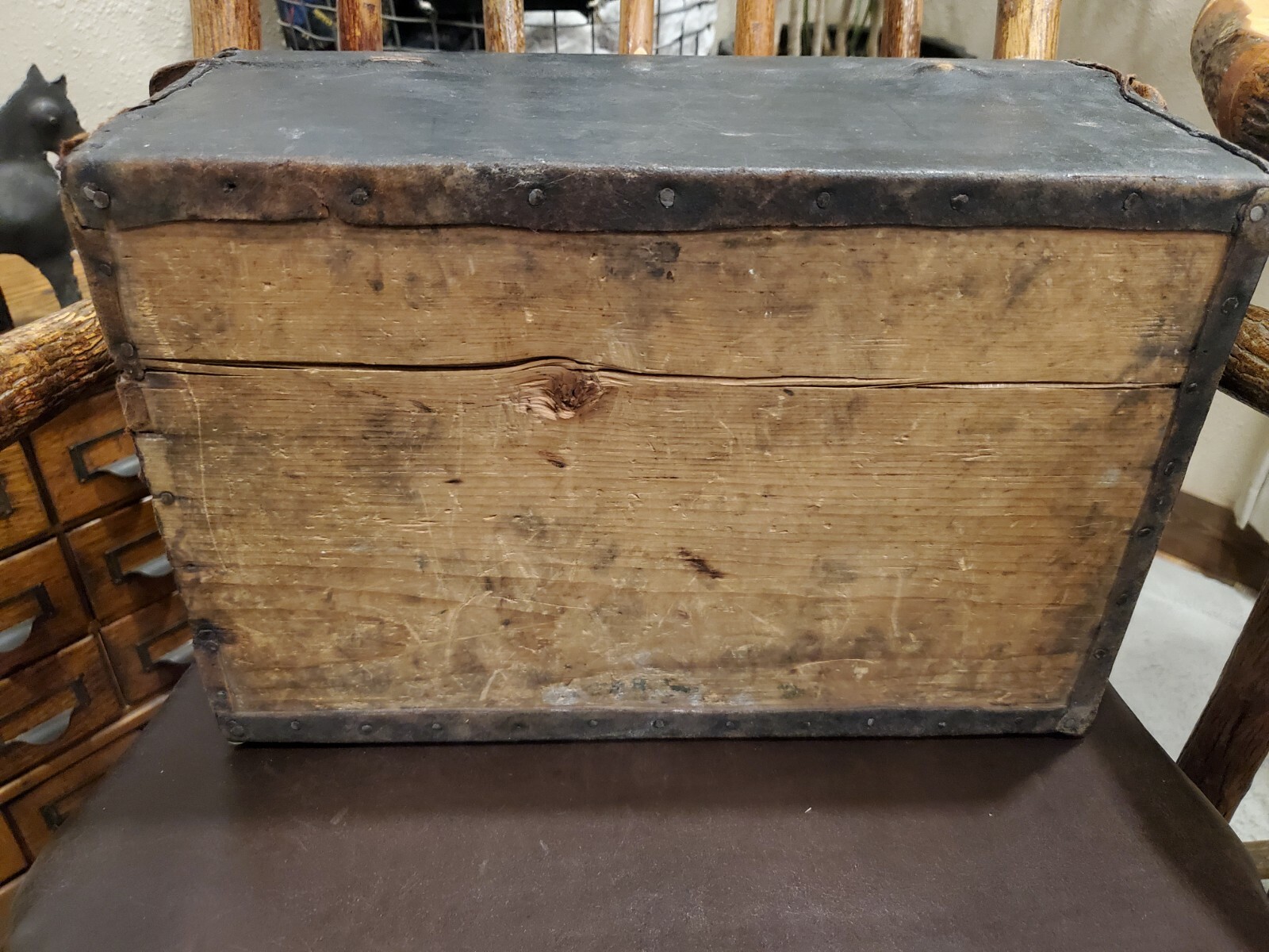 Antique Leather Box Horace Rice Harness Maker No 30 Hanover Street Boston