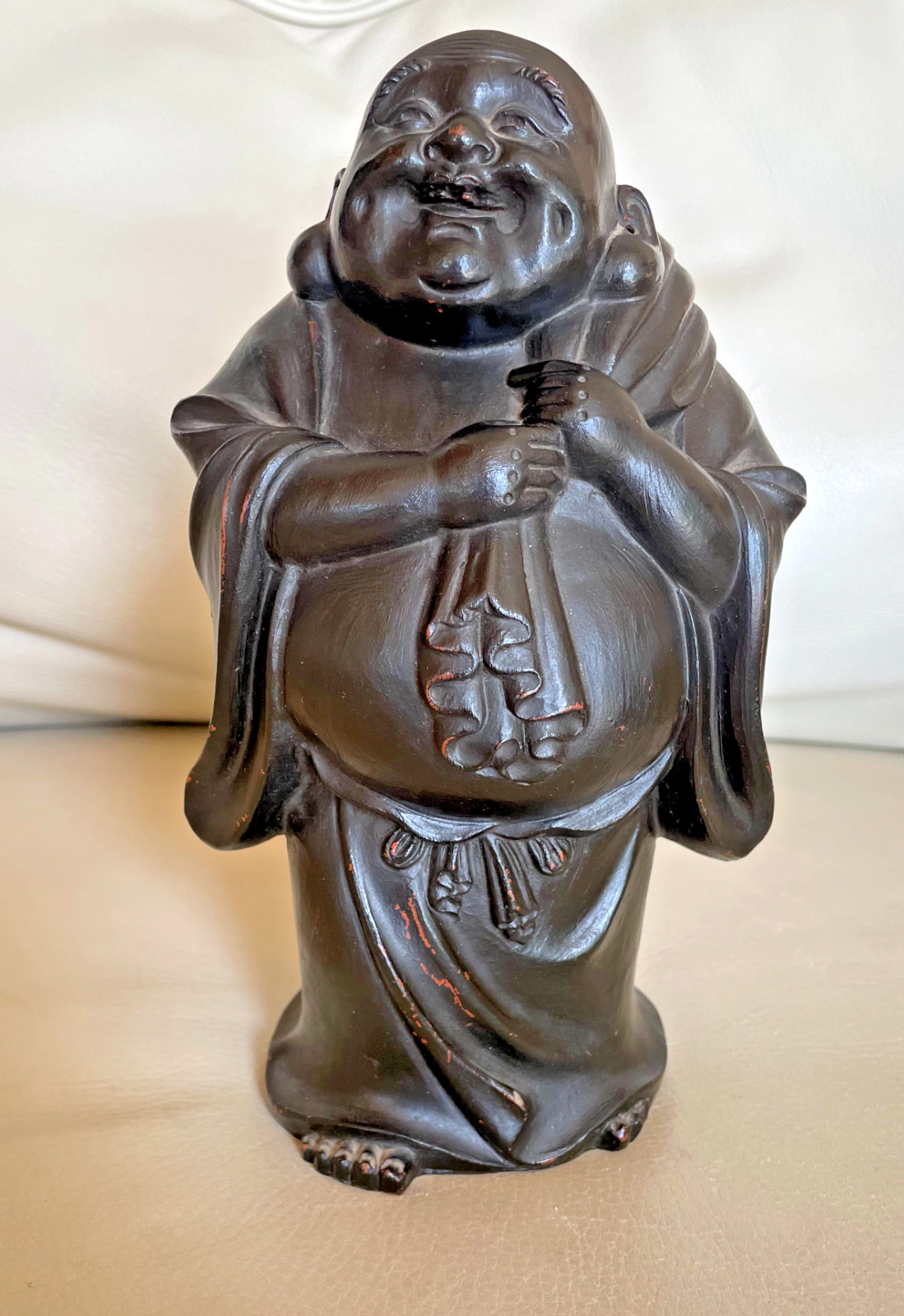Statue of Hotei, Plaster Pre-WWII Japan Laughing Buddha