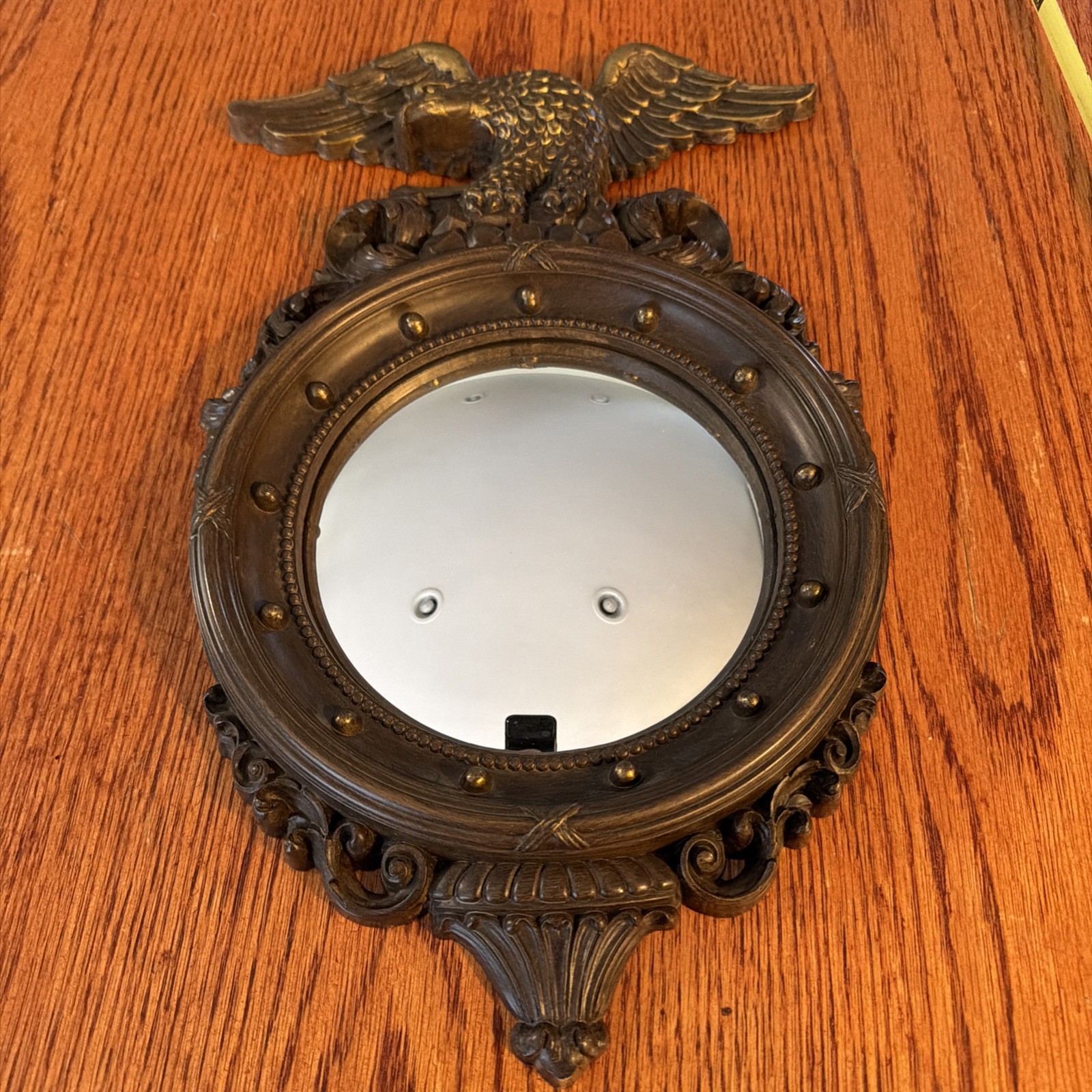 Vintage Syroco 4410 Federal Eagle Convex Bullseye Mirror Bronze Wall Decor USA