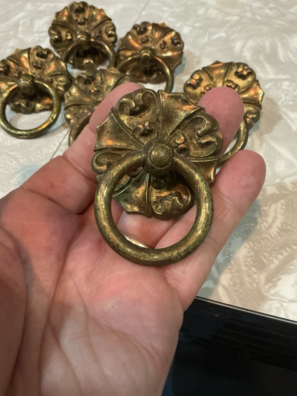 RARE Early 19th Century Gold gilt Brass Period FEDERAL/EMPIRE DROP/REGENCY PULL
