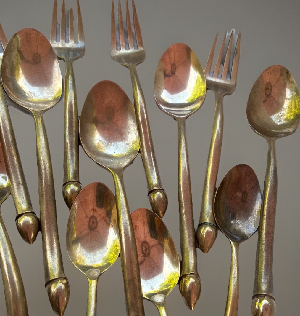 Tulip Bud Heavy Flatware Silver Plated Curved Stem Similar Izabel Lam Sphere