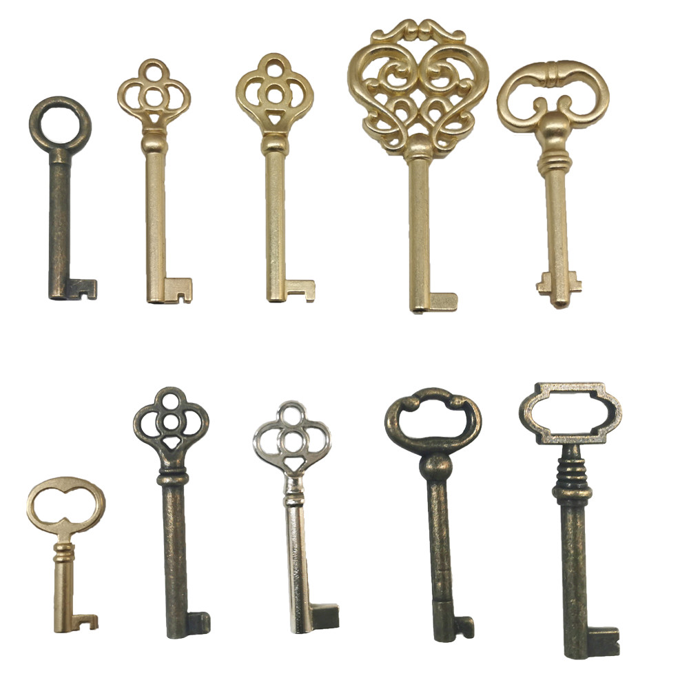 10 Keys Vintage Antique Skeleton Keys Set for Furniture Cabinet Door Drawer Keys