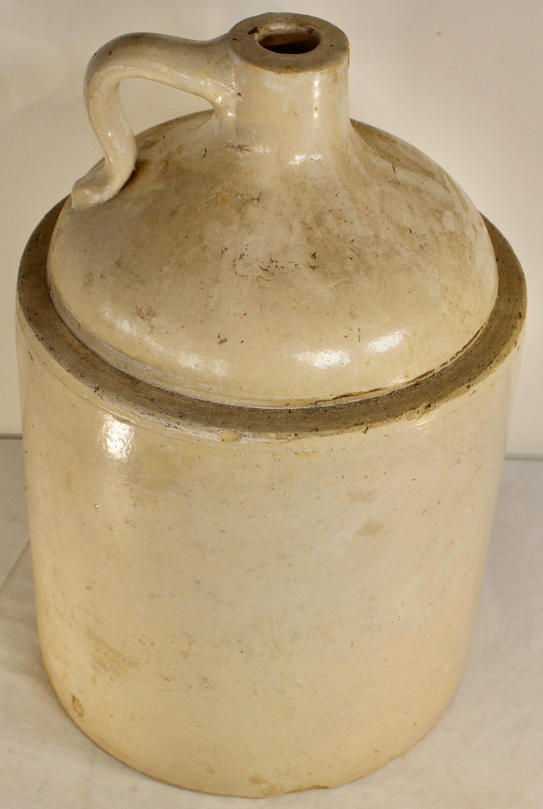 Antique Jug Stoneware Pottery Jug Marked 5 Primitive Americana LARGE Heavy Jug