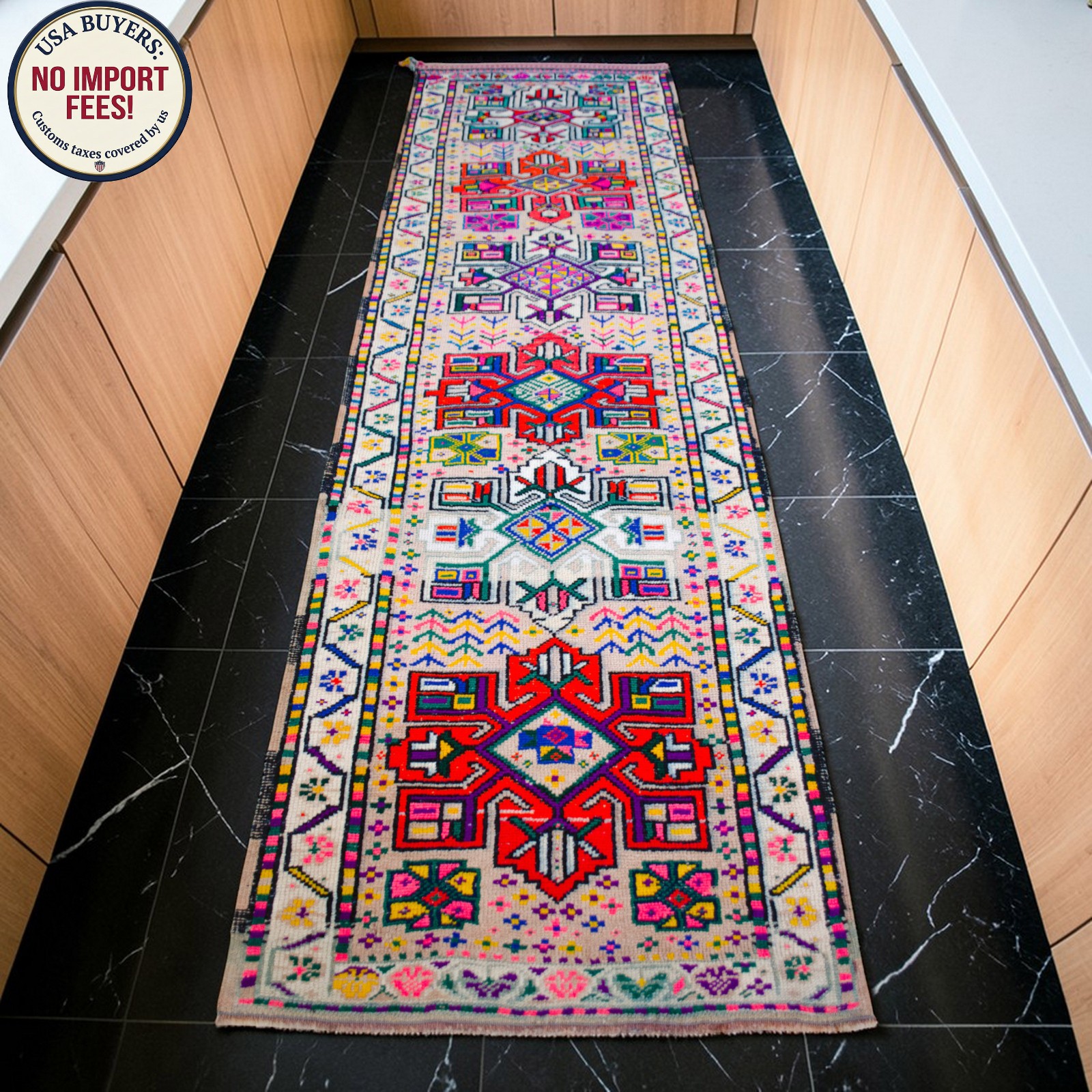 3×10 ft Runner Rug HandMade Colorful Turkish Rug Hallway Rug Kitchen Decor PINK