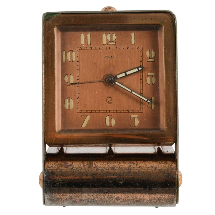 Jaegar Art Deco Two-Day Travel Alarm Clock