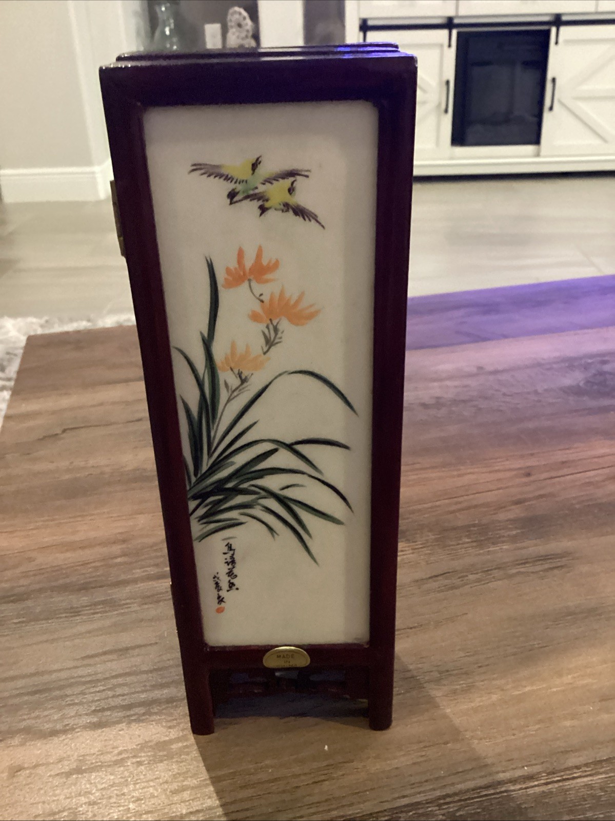 Antique Chinese 4-Panel Folding Table Top Divider Screen.