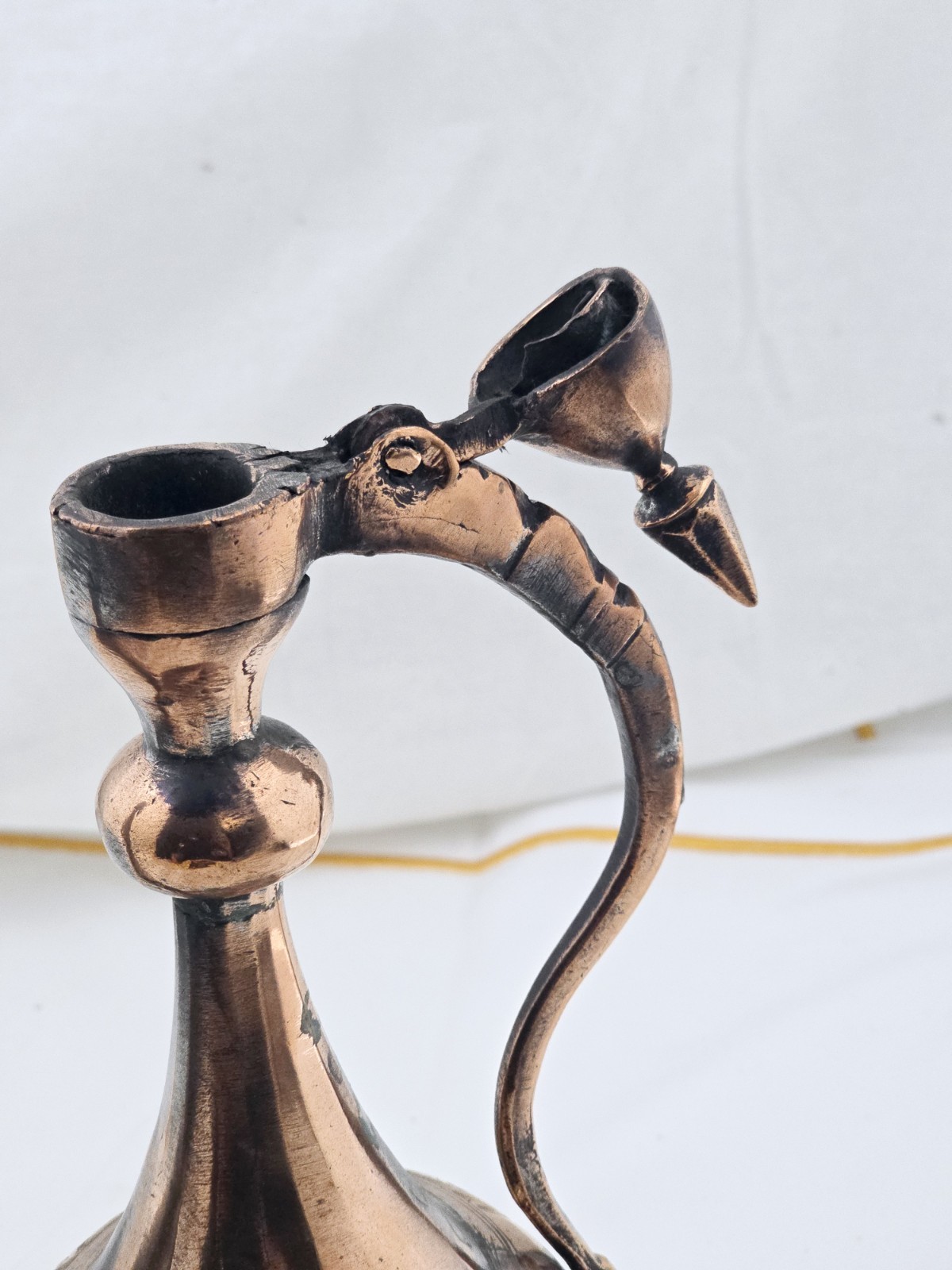 Antique Vintage Persian Middle Eastern Copper Ornate Pitcher Teapot Ewer 12×5″