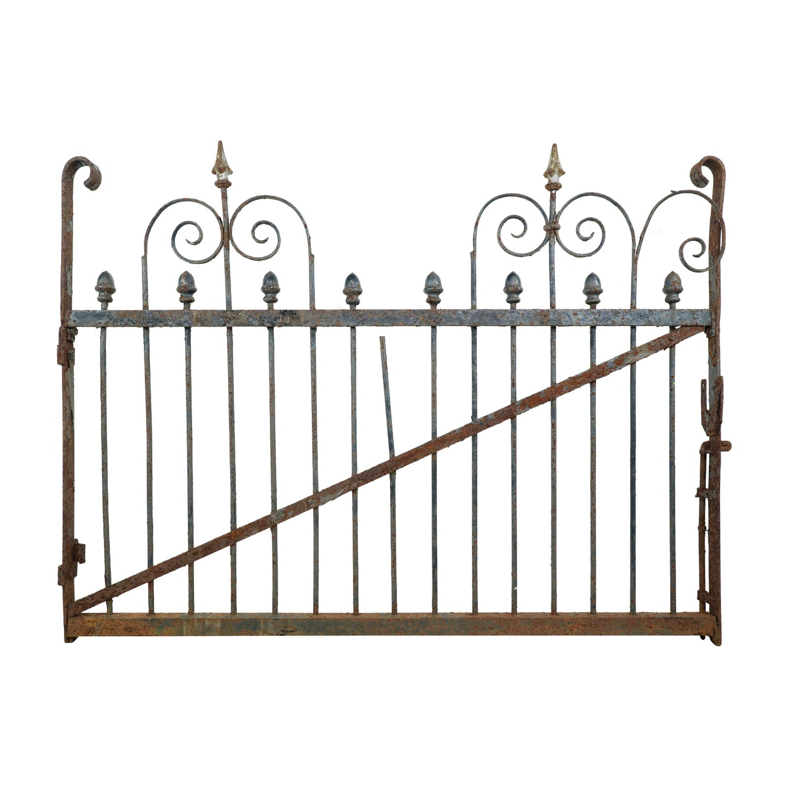 Reclaimed Curled Bars Wrought Iron 53 in. Privacy Yard Gate