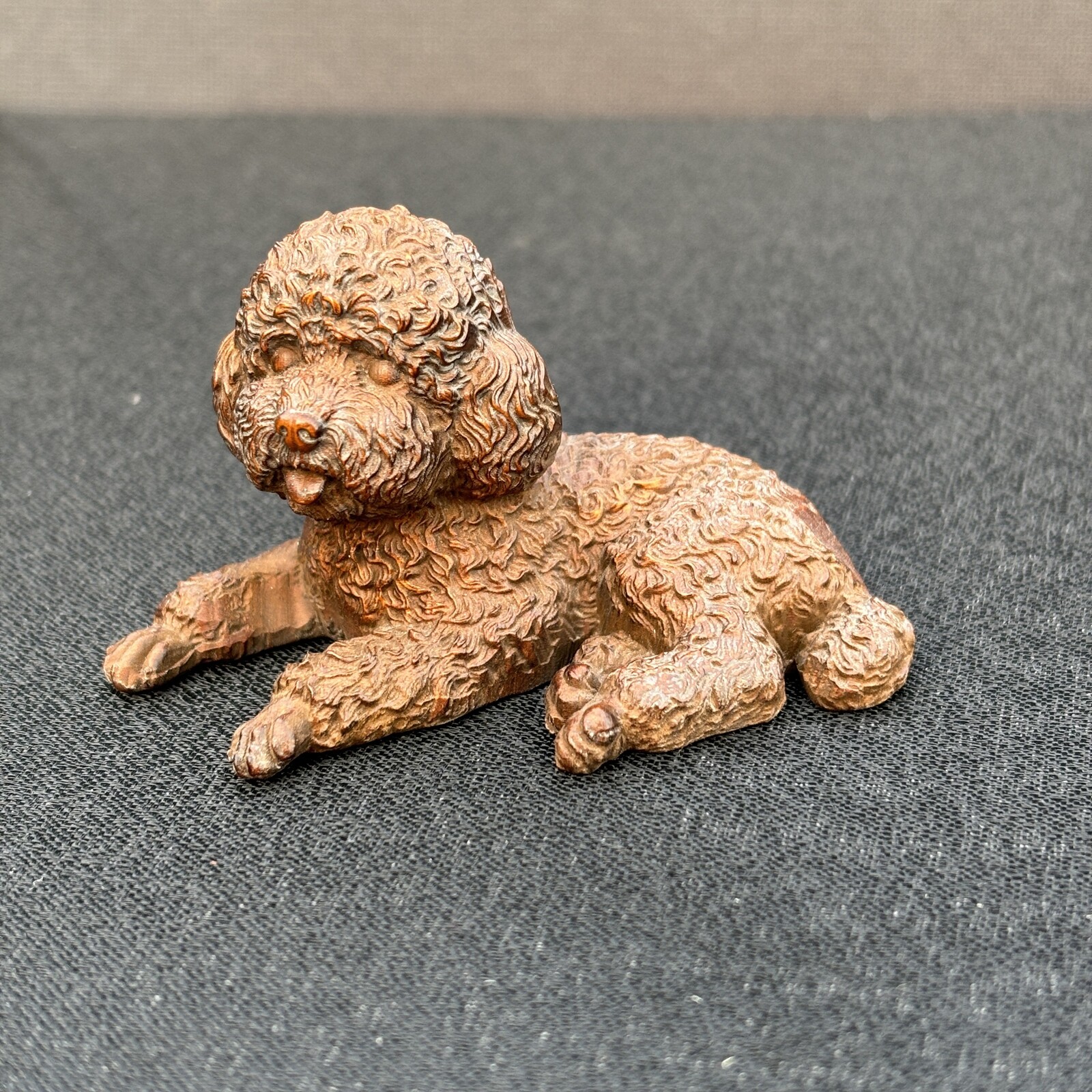 Wood Carving Home Arts Crafts Foo Dog Pet Toy Poodle Statue Kids Child Baby Gift