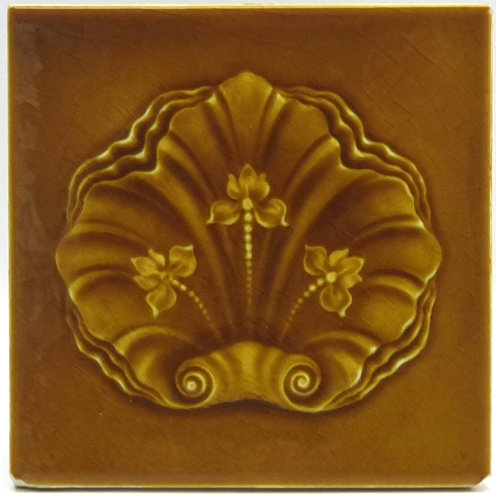Antique Fireplace Tile Art Nouveau Majolica Tile Henry Richards 1906 AE12