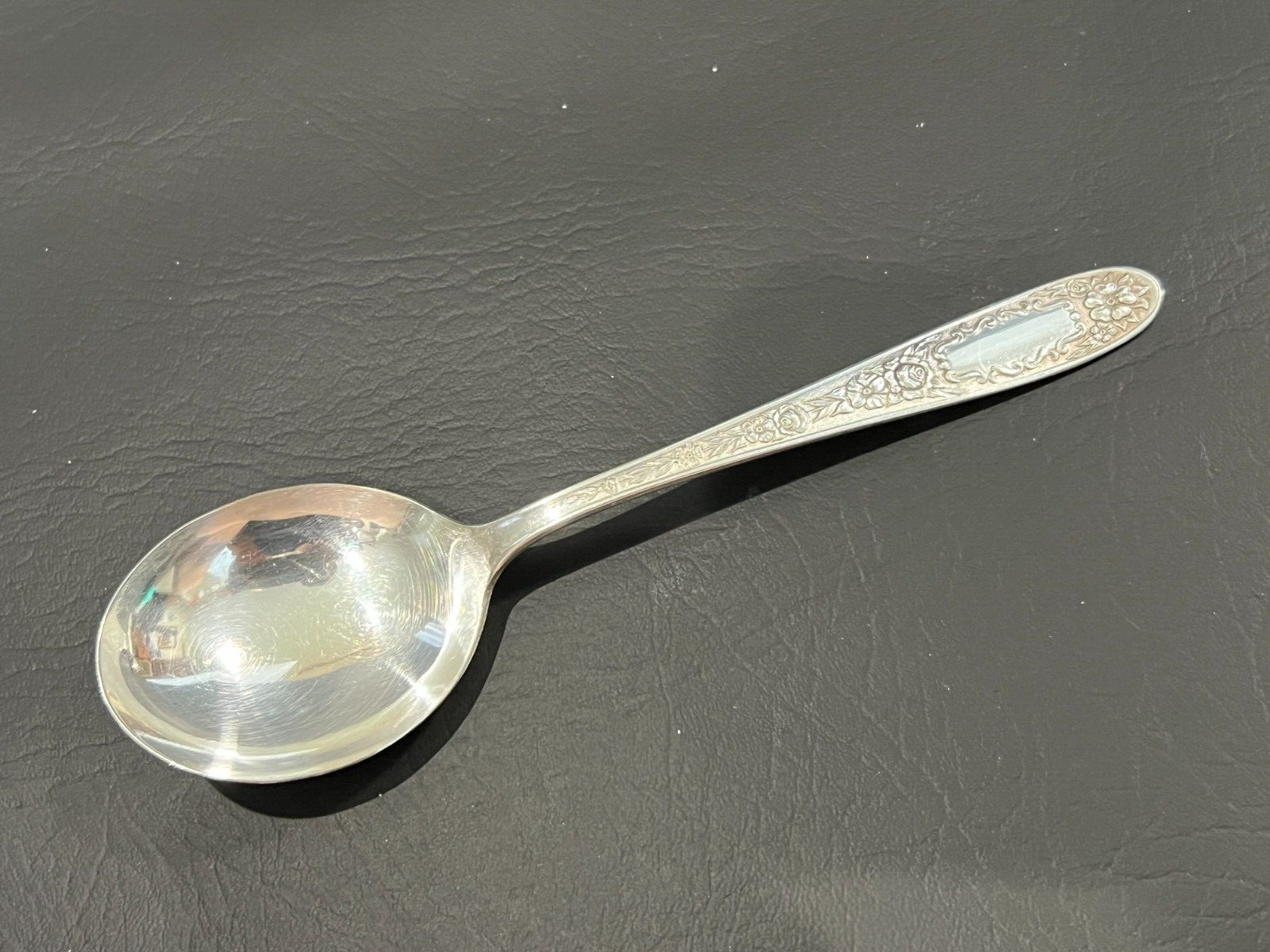 Vintage Monarch Plate Silver Plated Serving Spoon, 6 3/4″ Long, 1 7/8″ Widest
