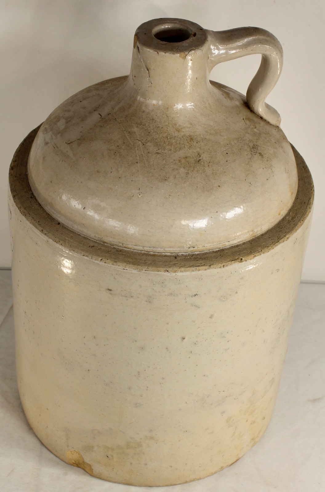 Antique Jug Stoneware Pottery Jug Marked 5 Primitive Americana LARGE Heavy Jug