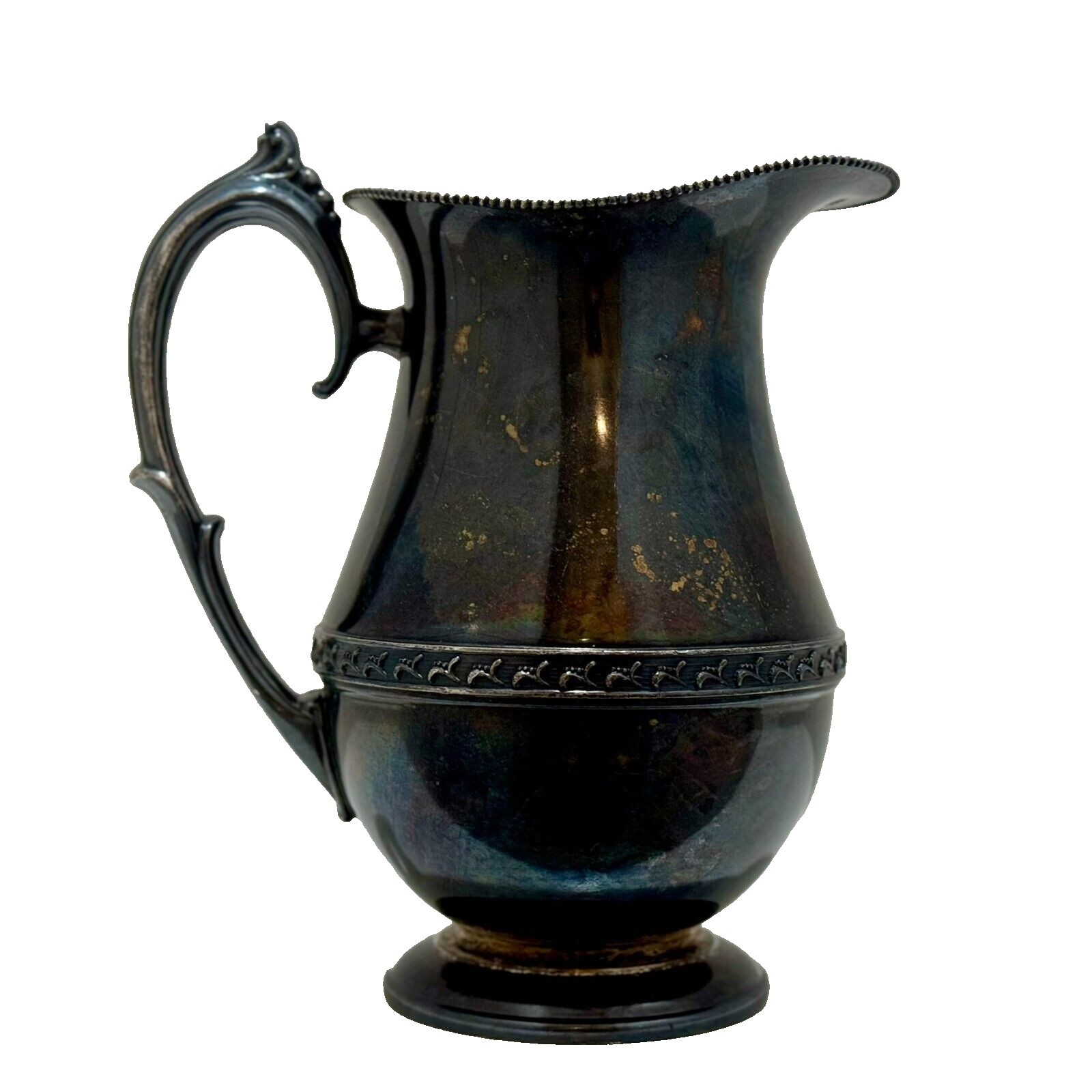 Vtg Sheets Rockford 1875 Pitcher #305 Hollowware, Blackened Silver Plate Patina