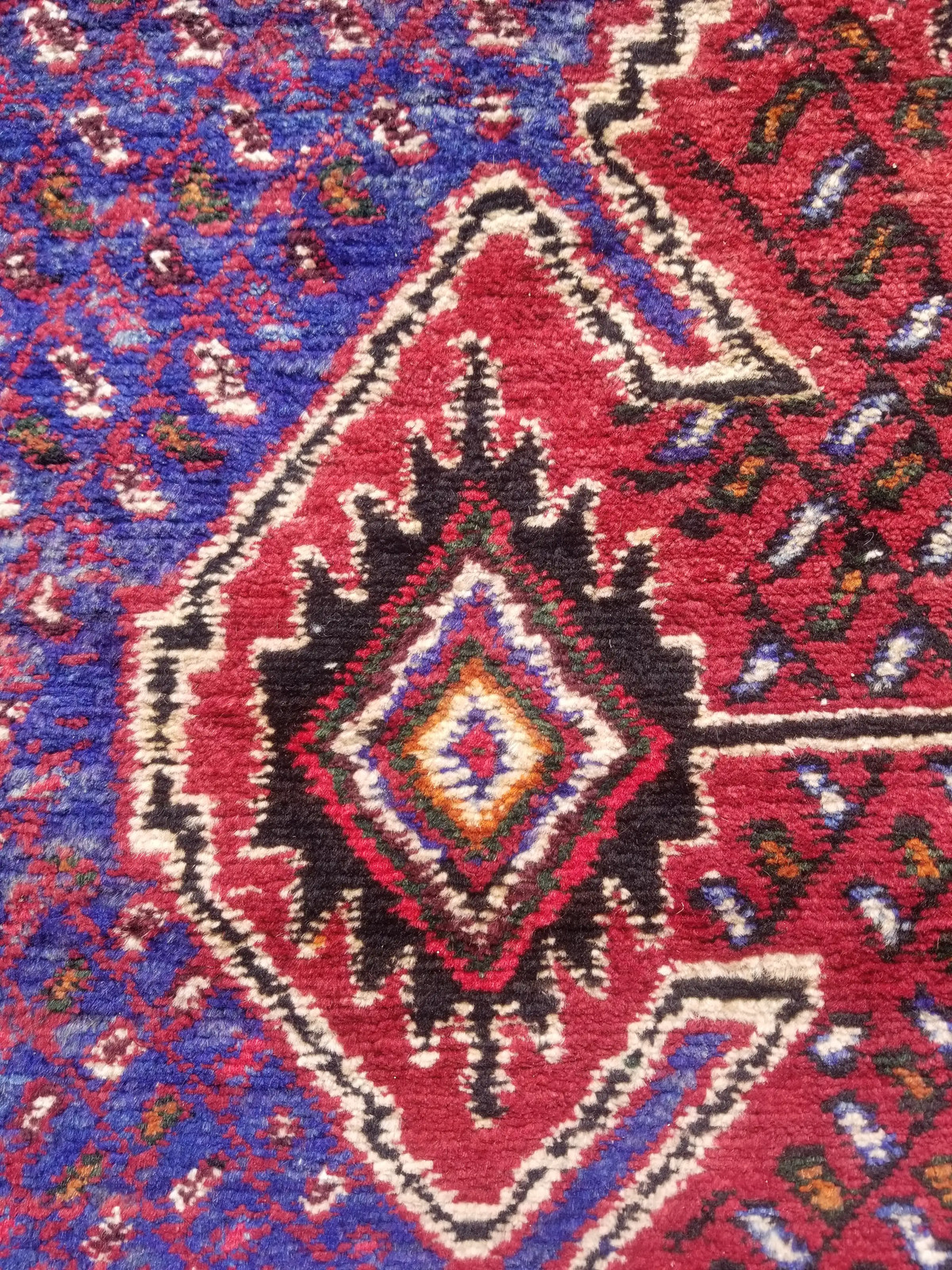 Distressed Authentic Hand Knotted Vintage Afghan Turkmen Wool Area Rug 6.3×4.5ft