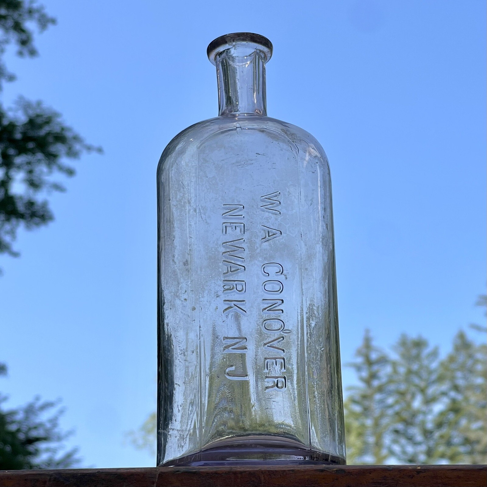 W. A. Conover Newark NJ 1870’s Druggist Medicine Bottle – Rare Lavender Pint