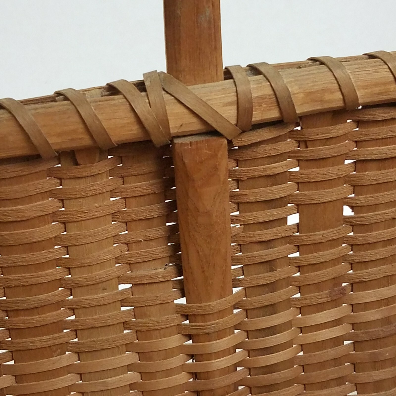 Antique Split Oak Basket Single Handle Handmade US Northeast AAFA Primitive