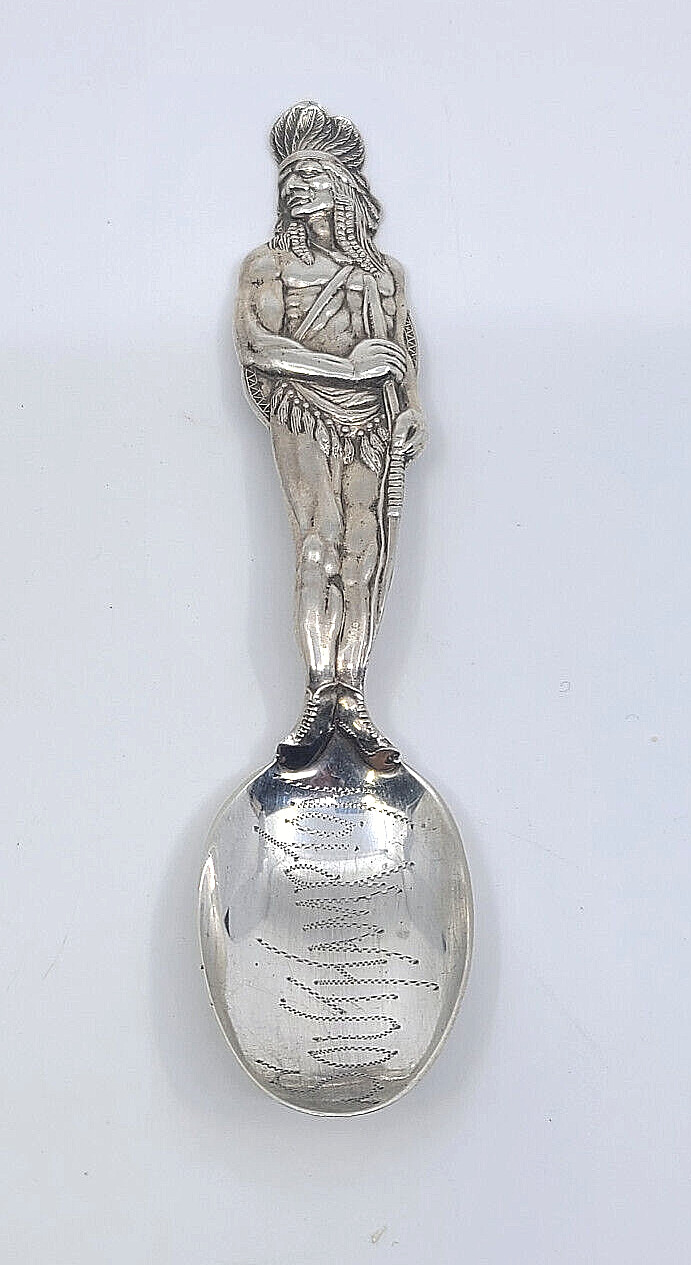 P.W. ELLIS TORONTO STERLING FULL FIGURE INDIAN SOUVENIR SPOON SOUTHAMPTON