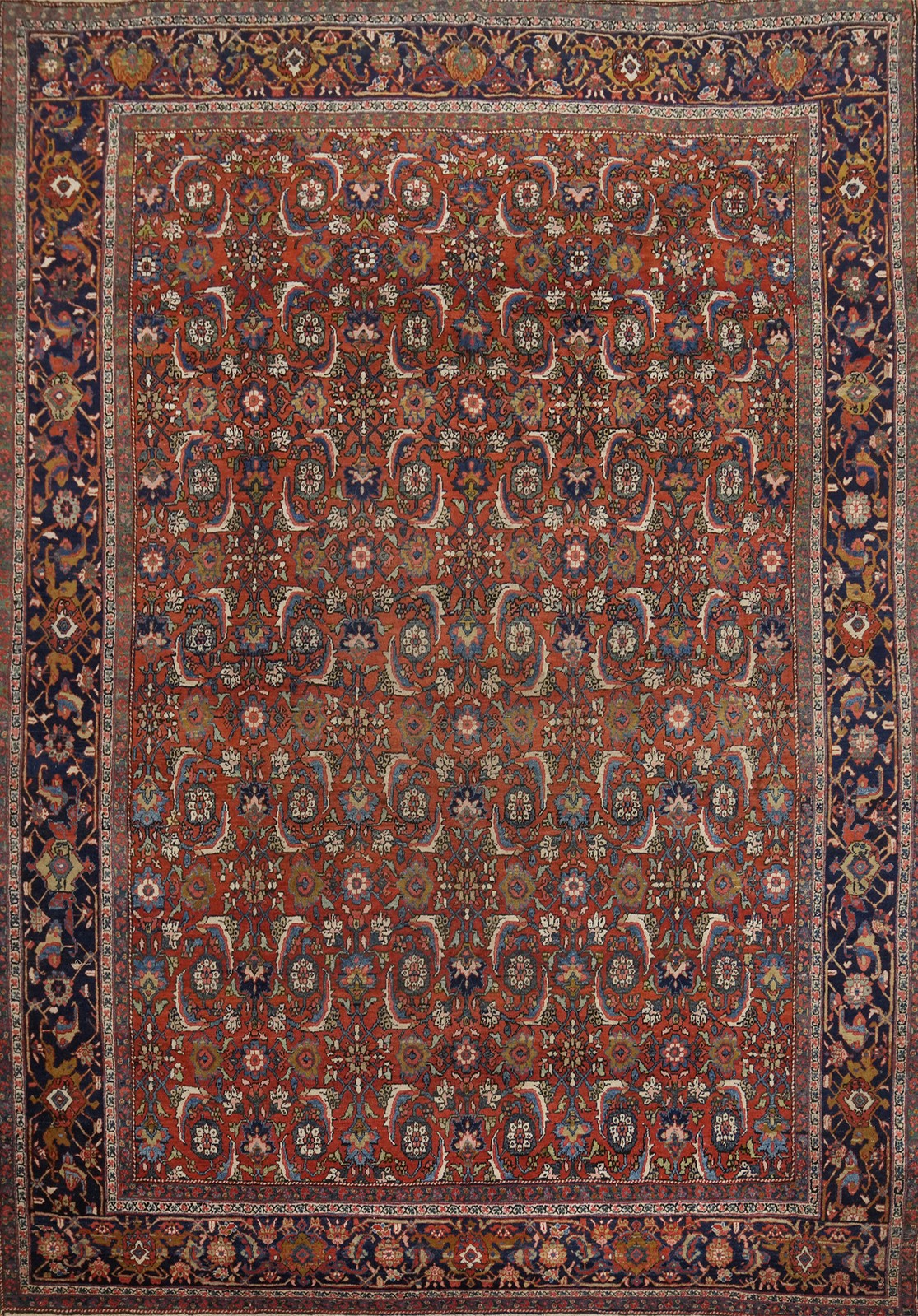 Pre-1900 Vegetable Dye Rust Wool Hand-made Antique Rug Traditional Carpet 9×11