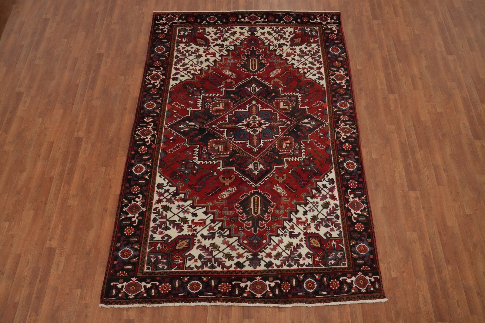 Traditional Rust Wool Hand-knotted Vintage Geometric Living Room Rug 7×10 Carpet