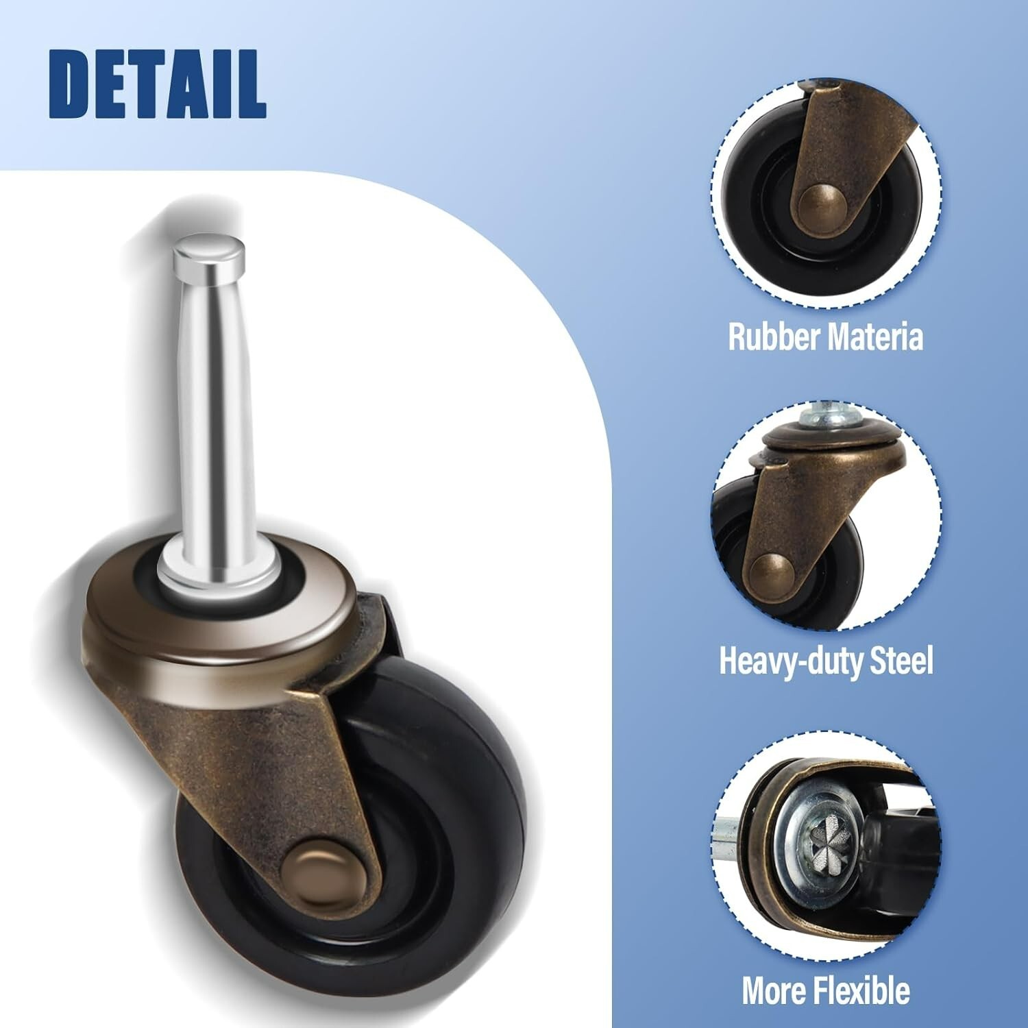 “Antique Casters Wheels 1-5/8″” with Stem Socket Replacement for Furniture “