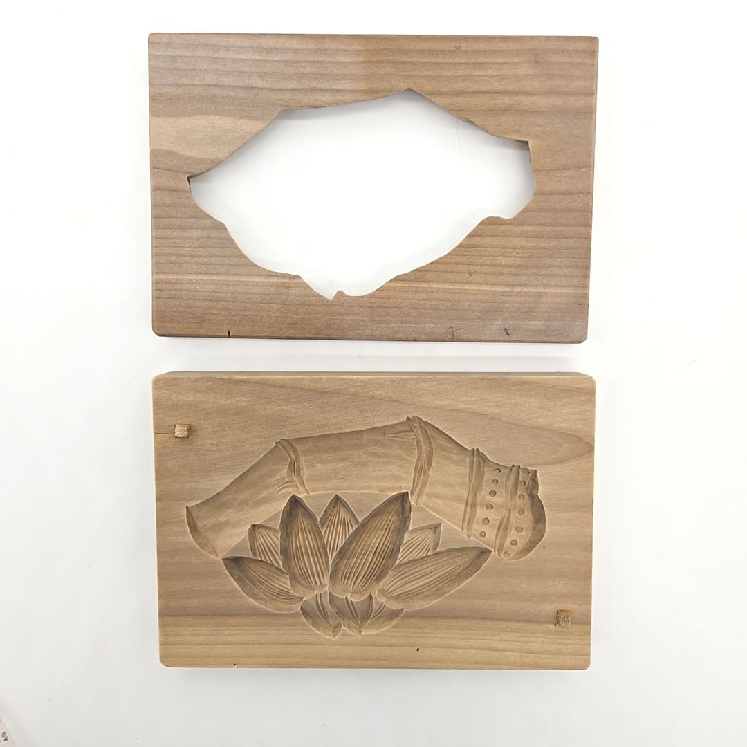 Vintage Japanese KASHIGATA Cake Mold – “Bamboo” Wooden Hand-Carved MOA407