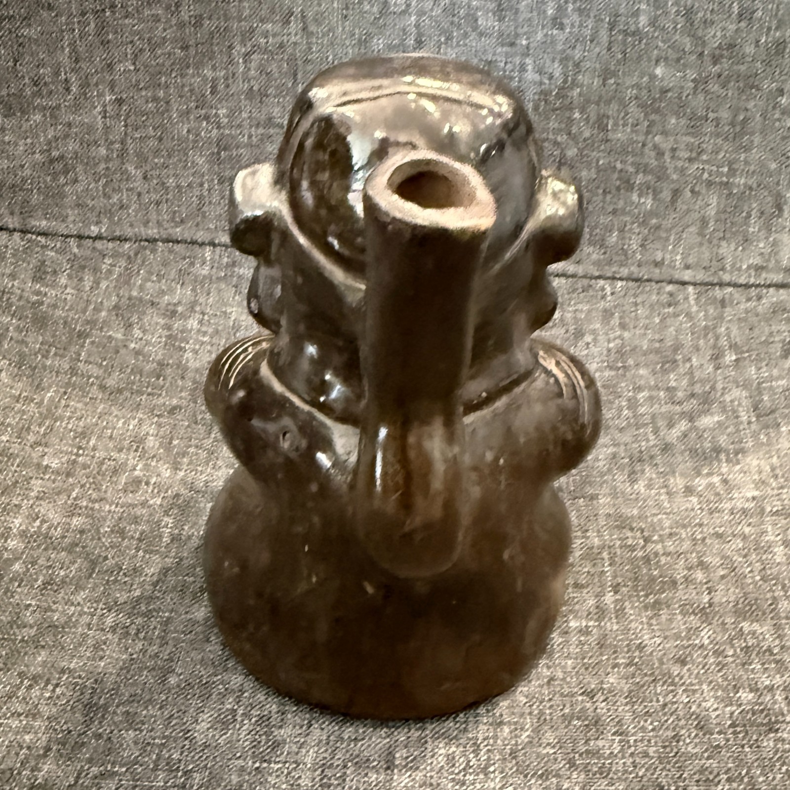 vintage precolumbian reproduction vessel figurine, inka, peruvian, moche 15cmish