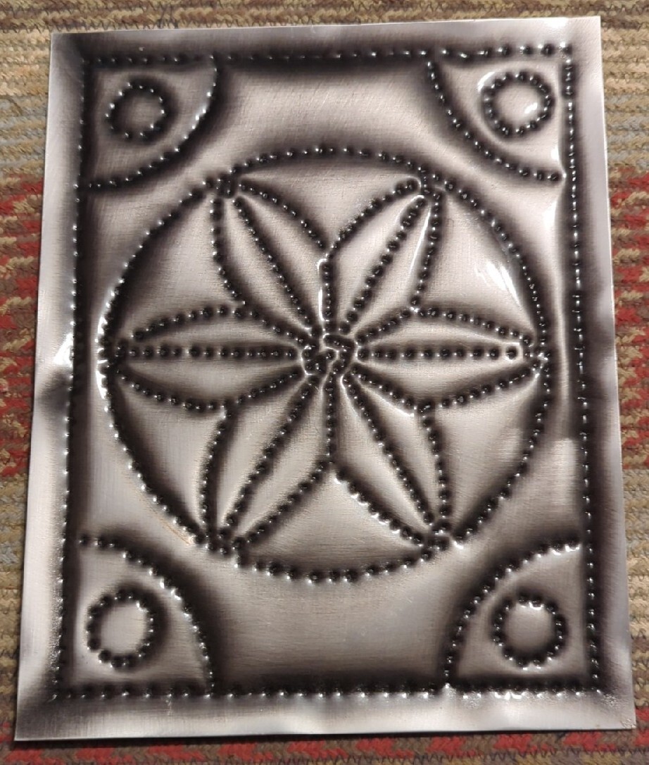 Pie Safe Art Punched Tin Door Panel 8″ x 10″ For Repurpose Or Salvage