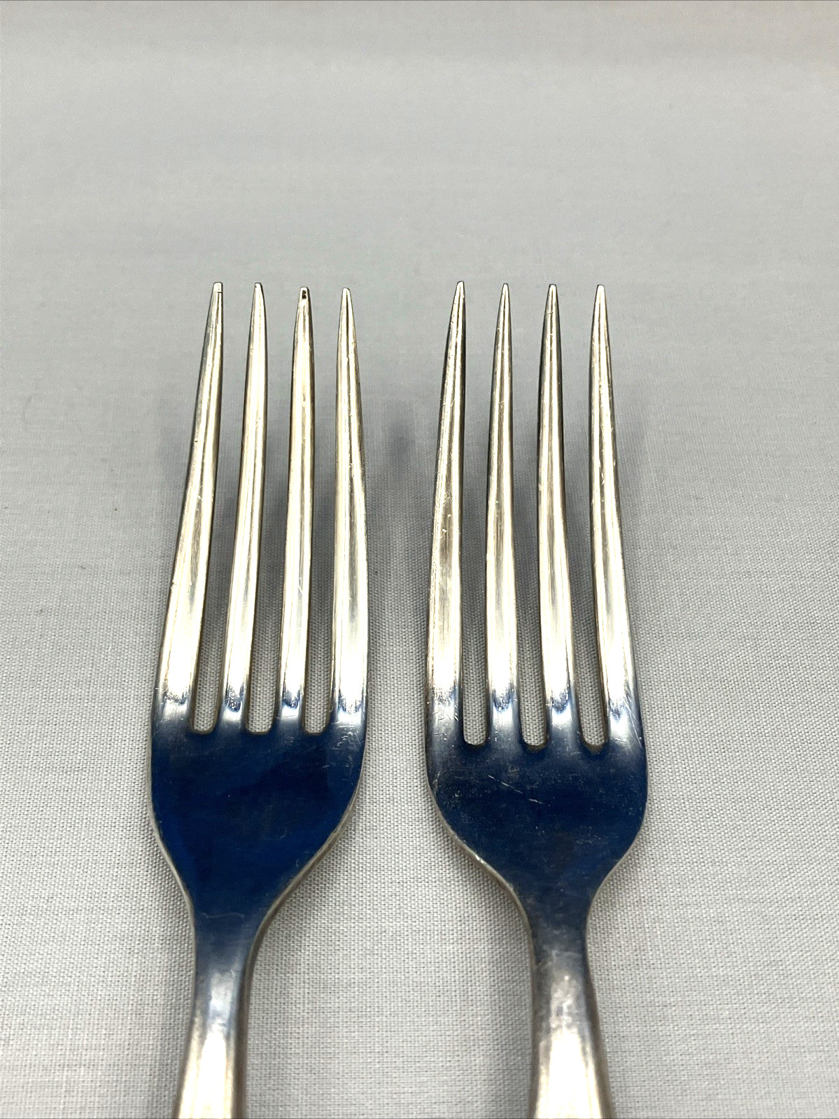 2- Plain Round By International Silver WM Rogers Silverplate Dinner Forks w/MONO
