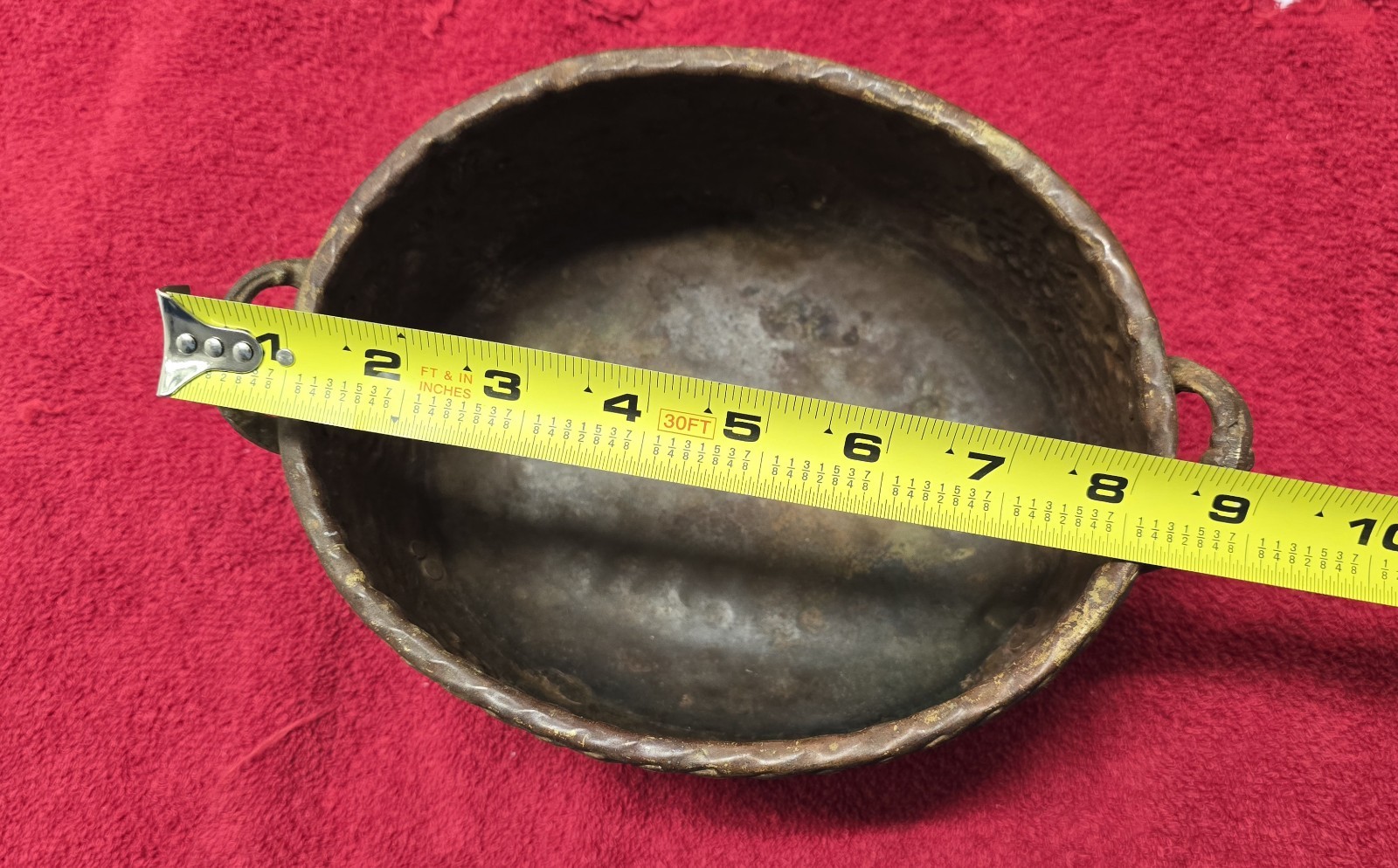 Antique Jardiniere Copper And Bronze hammered/footed 1800s planter Patina