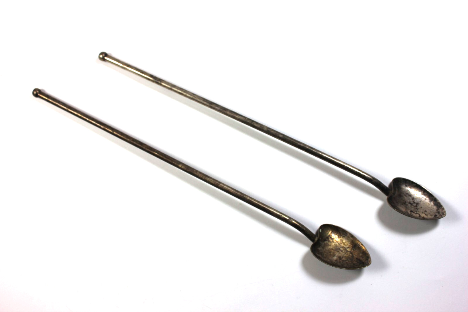 Vintage SPOON STRAW Sippers Ice Tea Cocktails Silver Plated 8.50″ Heart Shaped