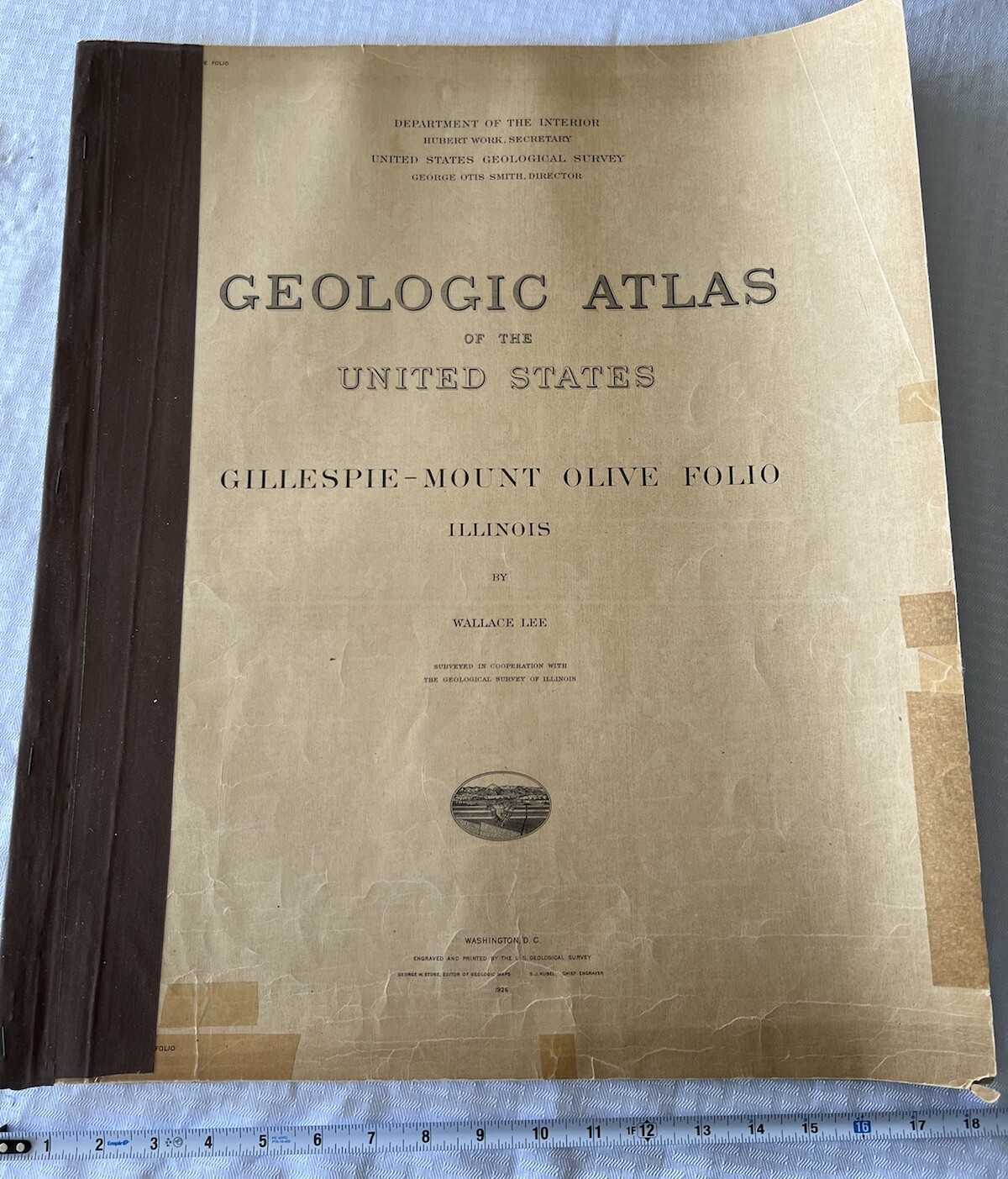 Vintage 1926 Geologic Atlas Map Folio for Gillespie-Mount Olive Illinois
