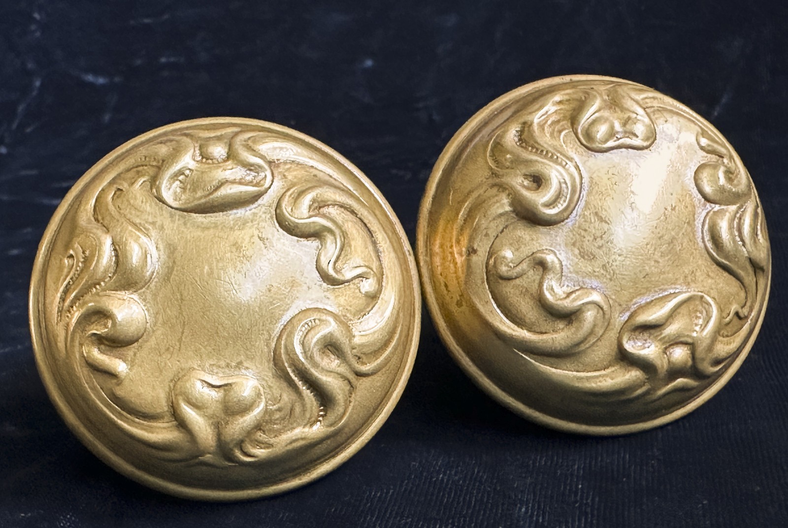 Pair of Antique Brass “Alby” Door Knobs EB-21800 by Sargent