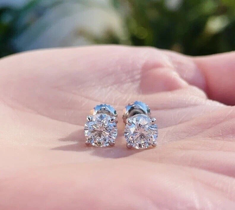 2.00Ct Round Cut Lab Created Diamond Women Stud Earrings 14k White Gold Plated