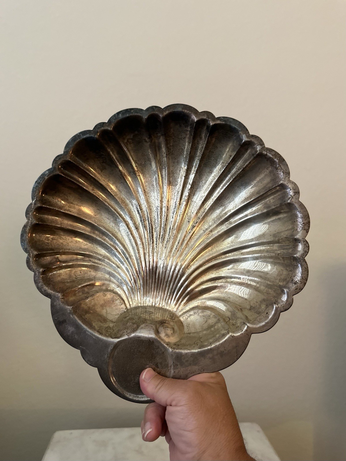 VTG Silver Plated Scallop Shell Footed Bowl Coastal Victorian Centerpiece Decor