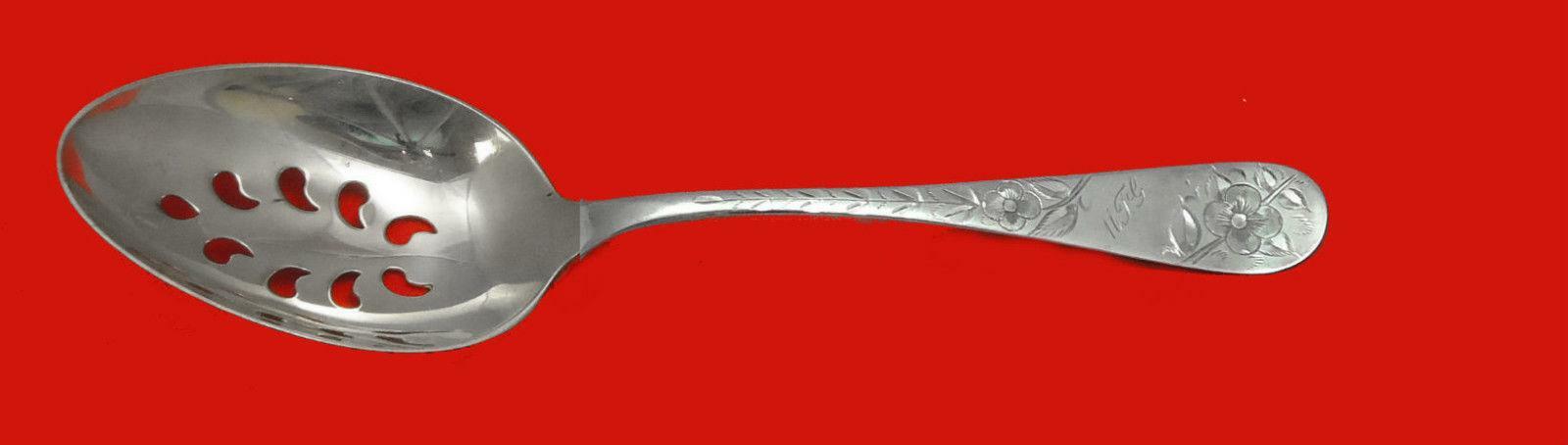 Number 43 by Towle Sterling Silver Serving Spoon Pierced 9-Hole Custom 8 1/2″