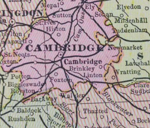 Vintage 1900 ENGLAND WALES Map 11″x14″ ~ Old Antique Original CAMBRIDGE LONDON
