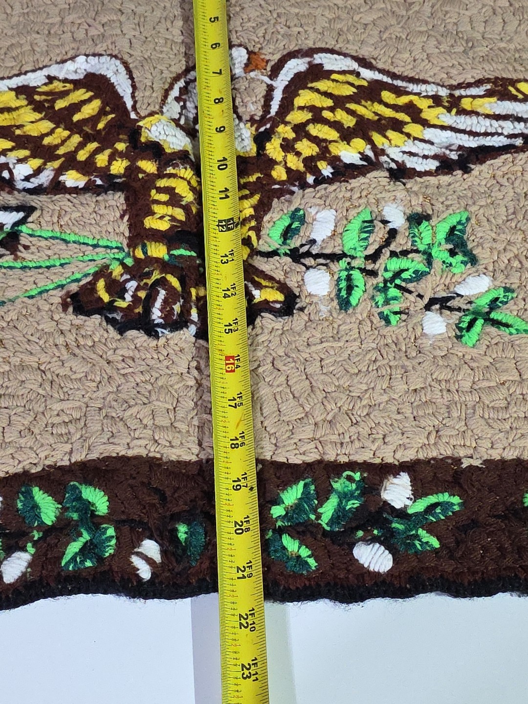 Vintage Handmade Hook Rug Eagle Design 34.5″ X 21″
