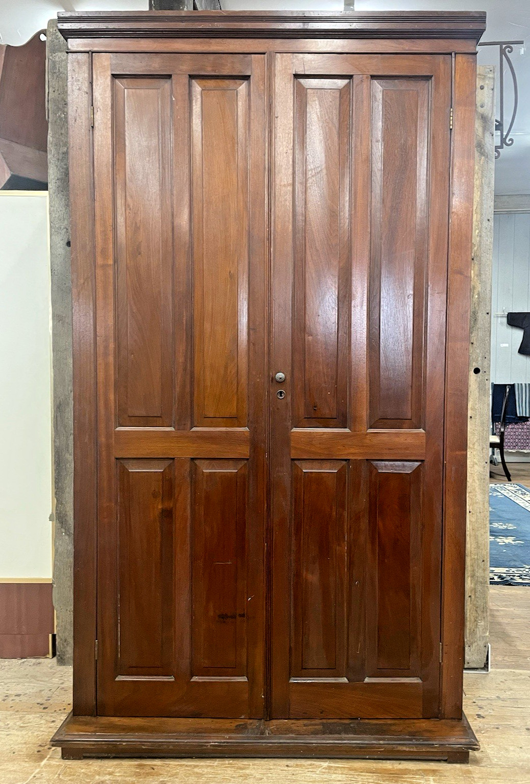 Antique Walnut 2 Door Raised Panel Cabinet w Shelves Wardrobe storage locker